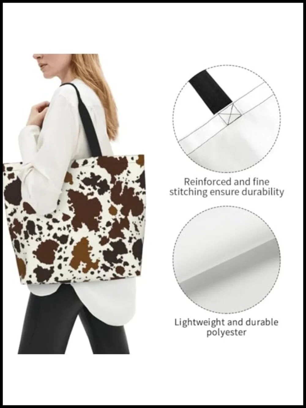 Reusable Polyester Tote Bag Shoulder Bag Travel Shopping Grocery